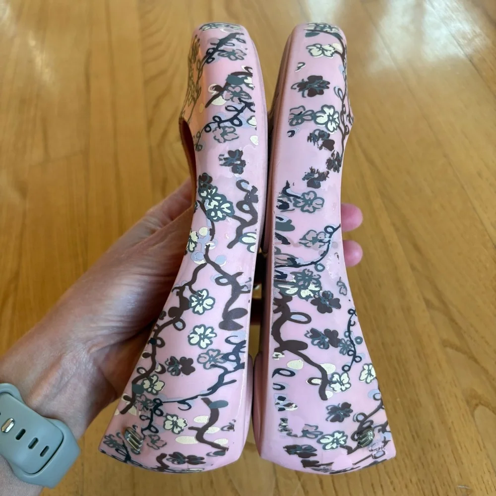 Mini melissa Ultragirl Rose & Bleu Pumps Heels Floral Pink Coral Big Girl Size 1